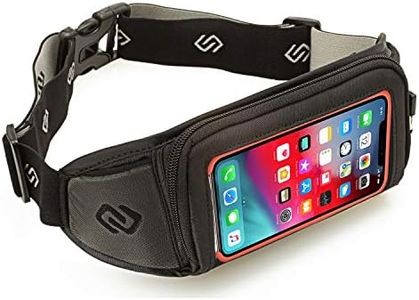 Sporteer Kinetic K1 Unisex Running Belt Phone Holder - Touch Screen, Zippered Pocket, Adjustable Belt, Internal Pocket for Cards/Keys - Compatible with Most iPhones, Smartphones and Protective Cases