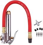 WYNNsky Bayonet Style Tire Inflator Gauge, with Heavy Duty Straight Head Air Chuck and 12" Hose - 10 to 90 PSI