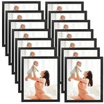 CRUGLA Modified 8x10 Magnetic Picture Frame Self Adhesive Collage Photo Frame Set for Refrigerator Glass Window Door Cubicle Tile Wall, Black, 12 Pack