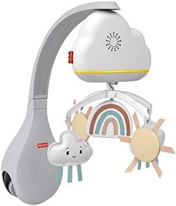 Fisher-Price - Mobile Arc-en-Ciel 2 en 1 - Veilleuse Musicale - Mélodies et Sons Apaisants - Éléments Suspendus en Peluche - Cadeau dès la Naissance, HBP40