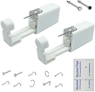 GCHSSS 2 Pack Nose Piercing Kit, Disposable Safe Sterile Piercing Unit For Self Nose Piercing Gun, Nose Stud Tool with Free 10 Nose Rings (White+Black)