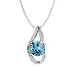 Clara 925 Sterling Silver Sky Blue Eye Pendant with Chain Necklace | Rhodium Plated, Swiss Zirconia | Gift for Women & Girls