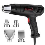 GUTIYYO Heat Gun, Professional Hot Air Gun Kit Dual Temperature Settings 300℃~500℃ and Overload Protection, Heat Gun for Crafts, Shrink, Wrapping, Paint Removing (4 Nozzles) (Black)