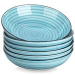 vancasso Bonbon Pasta Bowls Set of 6, 38 Oz Ceramic Salad Bowls, Wide and Shallow Bowls Set, Large Soup Bowls Serving Bowls for Kitchen, Blue