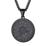 PROSTEEL Amulet Necklace for Men Protection from Evil Spirits Seven Archangels Talisman Medallion Black