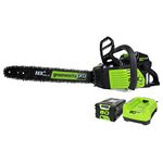 Greenworks 80V 18" Brushless Cordless Chainsaw (Great for Tree Felling, Limbing, Pruning, and Firewood) / 75+ Compatible Tools, 2.0Ah Battery and Rapid Charger Included