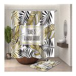 AmDxD Shower Curtain 3D, Bathroom Curtain Modern Leaves Bath Curtains 59x71 Inch (150x180CM) with Bath Mat 16x24 Inch (40x60CM), Bathroom Decor with 12 Hooks