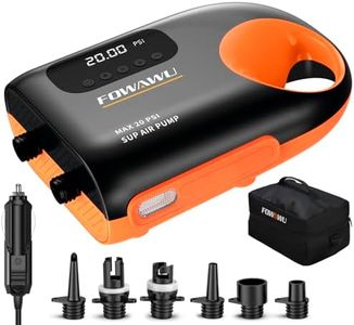 FOWAWU Sup Pump, 20 PSI Paddle Board Pump Intelligent Dual Stage Inflation & Deflation, Auto-Off, Inflatable Sup Pump SUP Air Pump (12V DC Only)