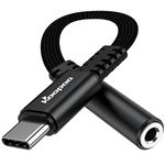 KOOPAO USB C to 3.5mm Headphone Jack, Audio Aux Cord 3.5mm Headphone Adapter for sam-Sung S23,S23+,S22,S22 Ultra iPad Pro 2018/2020/2021/iPad Air 5th Ipad d 9th Black