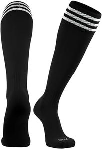 TCK Elite Finale 3 Stripe Soccer Socks (Black/White, Medium)