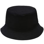 Malaxlx Bucket Hat for Women Men, Summer Travel Beach Outdoor Sun Hat Reversible Double-Side-Wear Black