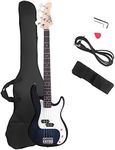 Glarry Electric Bass Guitar Full Size 4 String Rosewood Basswood Fire Style Exquisite Burning Bass (Dark Blue)