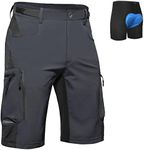 Ally Mens Mountain Bike Shorts 4D Padded Baggy Quick Dry Lightweight Bicycle Cycling Biking Bike Shorts(Dark Grey XL)