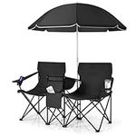 Double Portable Picnic Chairs, Blac