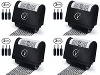 Vantamo Identity Theft Protection Roller Stamp Wide Kit, Including 3-Pack Refills - for Secure Confidential ID Blackout Security, Anti Theft and Privacy Safety - Classy Black (4-Pack)