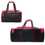 Jetstream Heavy Duty Hockey Bags - Equipment Duffle Bag Set (36Inch + 20Inch, 2-Pack, Red)