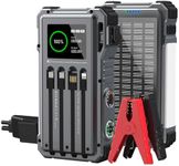 Uukto W39S Solar Jump Starter, 5000A Peak 12V car Battery Jump Starter for Up to 10.0L Gas & 6.0L Diesel Engines, Portable car Jump Starter with Built in Charge Cable and Flashlight, Gray