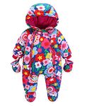 WYTbaby Baby Winter Snowsuit Romper Hooded Zipper, Boys Girls Thick Warm Jumpsuit Waterproof, Toddler Infant Coat Outfit Snow Wear Suit with Gloves Booties 18-24Months.