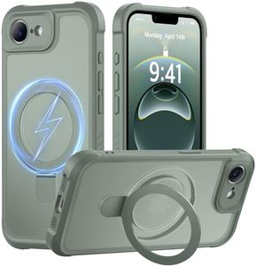 MOCCA Design for iPhone 16e Case with Magnetic Invisible Stand [Full Camera Protection] [Compatible with Magsafe] Military Drop Shockproof Translucent Matte Phone Case Cover 6.1",Calke Green