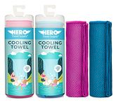 Hero 2-Pack Cooling Towels for Travel, Hiking, Sports, Yoga, Ultra Soft Microfiber 40" x 12"