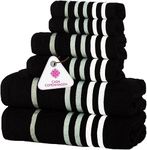 Casa Copenhagen Exotic 6 Pieces Towel Set- Black, 525 GSM 2 Bath Towel 2 Hand Towel 2 Washcloth, Designed in Denmark Made of Soft Egyptian Cotton for Bathroom, Kitchen & Shower