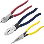 Klein Tools 80020 Tool Set with Lineman's Pliers, Diagonal Cutters, and Long Nose Pliers, with Induction Hardened Knives, 8-Inch Kit, 3-Piece