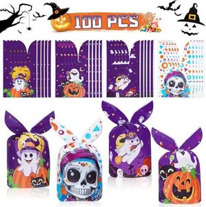 TurnOnLove Halloween Treat Candy Bag, 100PCS Goodie Bags, Holiday Party Favors Supplies for Trick or Treat