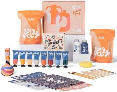 Sculpd - The Original Pottery Starter Kit - Complete Air Dry Clay + Painting Beginner Set for 2 Adults: Includes Sculpting Tools, Acrylic Paint, Brushes, Easy Guide, Video Tutorial & More