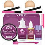 YIAE Lace Wig Glue and Hair Styling Wax Gel Wig Kit, 60ml Wig Glue Lace Front Hair Glue Invisible Waterproof, Wig Installation Kit with Hair Wax Stick and Edge Control Kit - 10Pcs