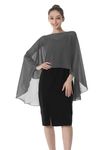 Baoqiya Chiffon Capes Sheer Capelets Long Cape Poncho For Women Plus Size, Dark Gray, One Size