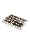 Coward Stackable Sunglass Organizer Tray, Beige Velvet Glasses Organizer Trays,eyeglasses Watches Jewelry Display Organizer Box for Men Women (8 Grids)