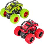 m zimoon Monster Trucks, Pull Back Car Toys 360° Rotation Off-road Friction Powered Vehicle Toy for 3-10 Year Old Boys Girls Kids Birthday Xmas Gift (2 Pack, Green Red)