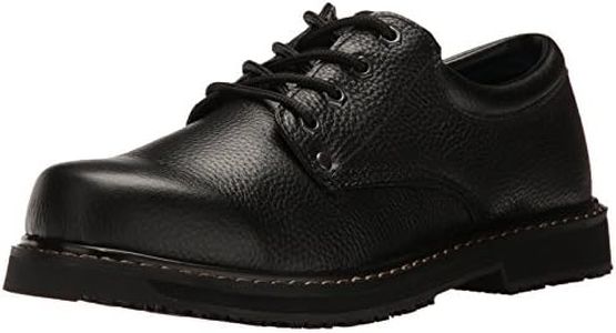 Dr. Scholl's Shoes Men's Harrington II Slip Resistant Work Oxford, Black Leather, 10.5