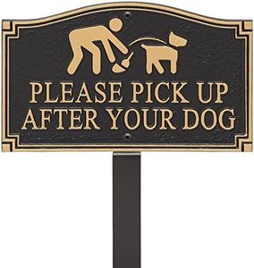 Whitehall Products 10469 Statement Plaque, Small Wall/Lawn-Please Pick Up After Your Dog/w/Graphic, Black/Gold