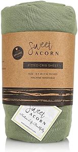 Sweet Acorn Fitted Crib Sheets - Organic Cotton Jersey Knit Crib Beddings - Fits Standard Baby Crib Mattress - 9" x 28" x 52" - Juniper Green