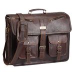 HULSH Leather Messenger Bag for Men and Women 18 Inch | Best Laptop Briefcase Satchel Computer Bag with Adjustable Strap, Brown, Vintage