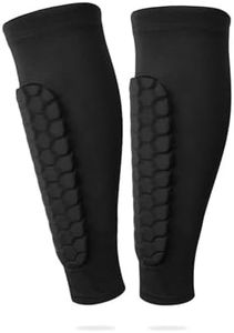 WEZCHUGHAOL 2-Pack Football Shin Guards with Honeycomb Pads - Soccer Compression Sleeves Built-in Calf Support, Breathable Shin Protectors for Men Women Youth (Black, S)