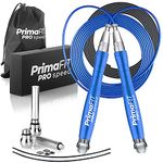 PrimaFIT Pro Speed Skipping Rope Adult Fitness for Men Women Weighted Jump Rope 3m Adjustable Self-Locking Aluminium Boxing Gym MMA Crossfit Workout Fat Loss Spare Cable, Weights, Protectors Carry Bag