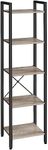 VASAGLE 5-Tier Tall Bookshelf, Narrow Bookcase with Steel Frame, Skinny Book Shelf for Living Room, Home Office, Study, 11.8 x 15.6 x 60.6 Inches, Industrial Style, Greige and Black ULLS100B02