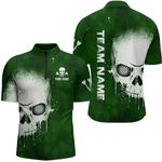 Generic Smoke Skull Green Darts Quarter Zip Shirt Custom Darts Shirt for Men Scary Dart Jerseys Short Sleeve Multi-Size