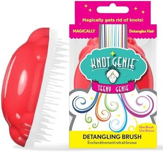 Knot Genie Teeny Detangling Hair Brush for Kids (Corally Q) | Perfect Detangling Brush for Curly Hair, Gently Separate Tangles, Leaves Hair Smooth and Shiny | The Pain Free Knot Detangler