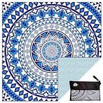 Elite Trend XXL Family Beach Towel for Travel – Family Extra Large 72x72 Inch w/Bag – Lightweight Microfiber, Compact, Soft, Quick Dry, Sand Free – for Swimming, Pool, Camping, Workout – Blue Beauty