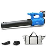 TOMAHAWK® LDF-555 Cordless Long Leaf Blower- 21V 3.0Ah Powerful 110MPH Electric Powered Handheld Variable-Speed Yard Blower for Lawn Care, Snow Blowing, Dust Cleaning