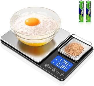 Food Scale, 15kg x 0.01g Digital Kitchen Scale Cooking and Baking, Dual Precision Food Weight Scale with Backlit LCD Display, Tare, Accumulation Function, 7 Units, Including 2 AAA Batteries