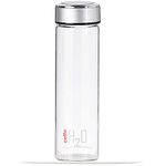 Cello H2O Borosilicate Glass Water Bottle, Microwave Safe, Clear, 1000ml, White