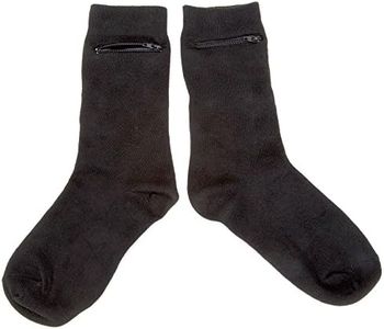 Black Dress Socks With Hidden Zipper Pocket-Cotton/Spandex Fits Men Sizes 7-12 2-pairs