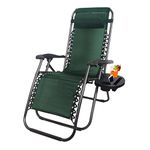 1ABOVE ACCURATE 1 PK Folding Reclining Chair | Heavy Duty Textoline Zero Gravity Chair | Garden Outdoor Patio Sun Lounger (GREEN)