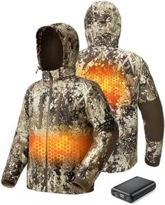 TIDEWE Heated Jacket for Men with Battery Pack, Insulation Waterproof Hunting Coat with Heater, Veil Camo, Size M