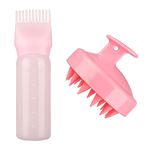 MFUOE Root Comb Applicator Bottle with Scalp Massager Shampoo Brush Hair Coloring Dye and Scalp Treatment Tools（Pink）