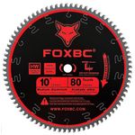 FOXBC 10-Inch Saw Blade 80-Tooth TCG for Aluminum and Non-Ferrous Metal & Plastic Cutting with 5/8-Inch Arbor